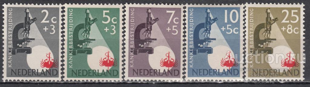 Нидерланды 1955 борьба с раком Mi662-666 MLH/MNH