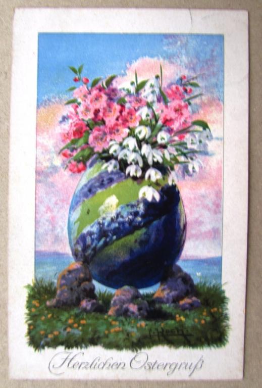 Весенний букет в вазе Австрия Штемпель 1923