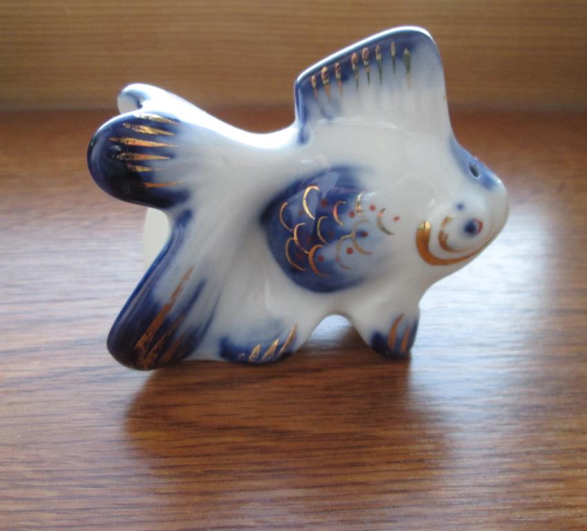 Солонка Рыбка Рыба Ручная Роспись Кобальт Позолота ЛФЗ