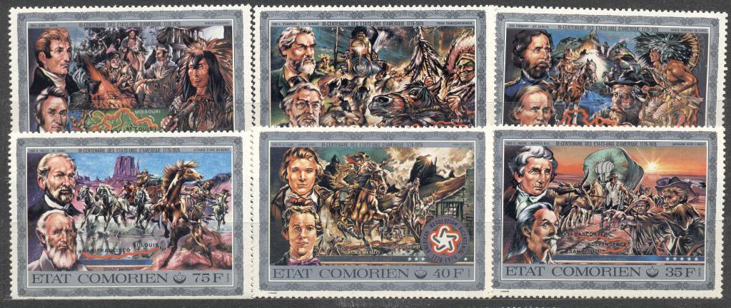 Коморы 1976 г. серия 200 лет Американской революции  негашеная** родной клей,