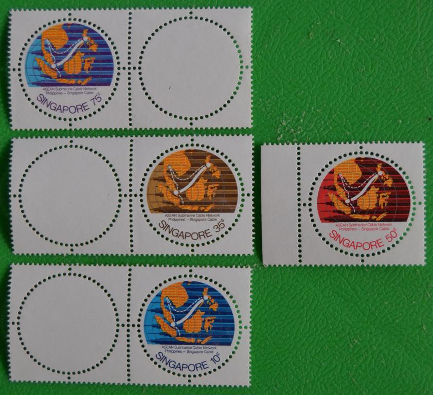 Сингапур 1983 г. Подводная кабельная сеть АСЕАН купоны MNH