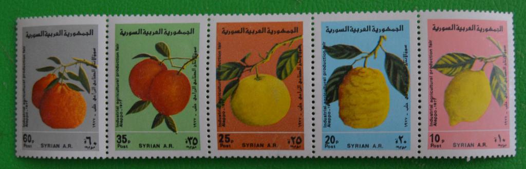 Сирия 1977 г. Флора, Фрукты, Цитрусовые MNH сцепка