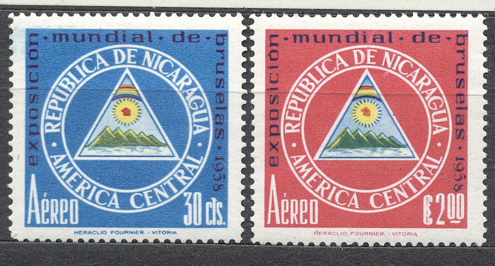 Никарагуа 1958 г. серия Выставка в Брюсселе негашеная **