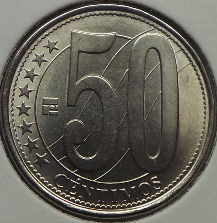 Венесуэла 50 сентимо 2007 года Y#92