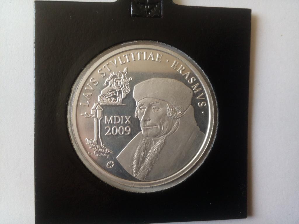 Бельгия 10 евро, 2009 Эразм Роттердамский. Серебро 0.925, ø 33mm