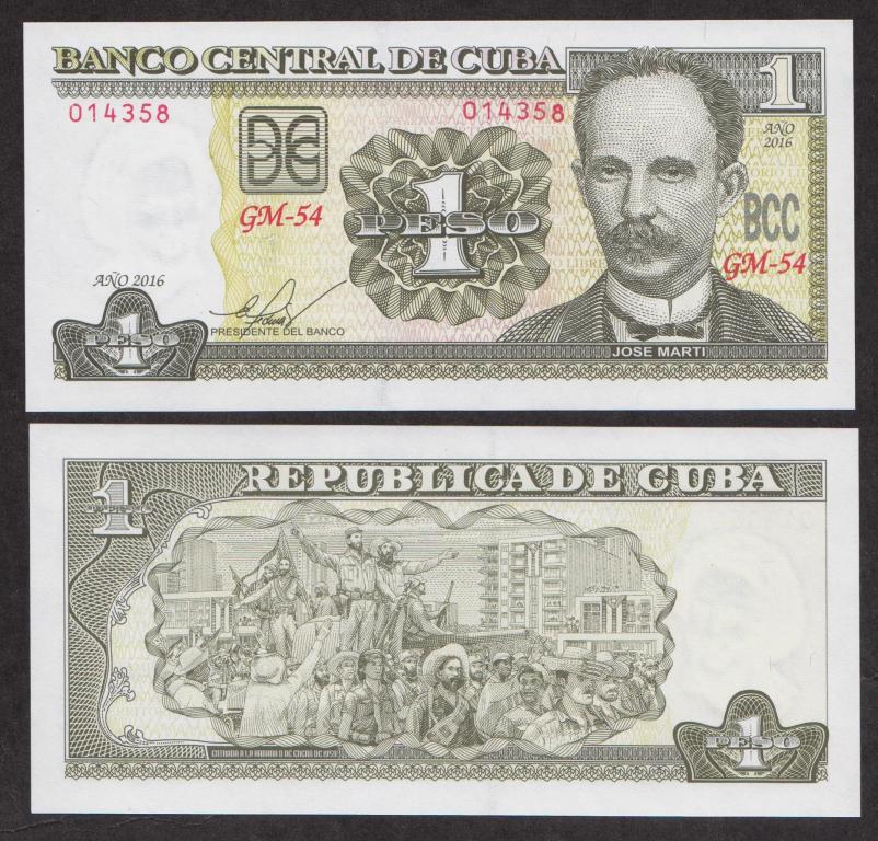 Куба 1 Песо 2016 new UNC (ПРЕСС)