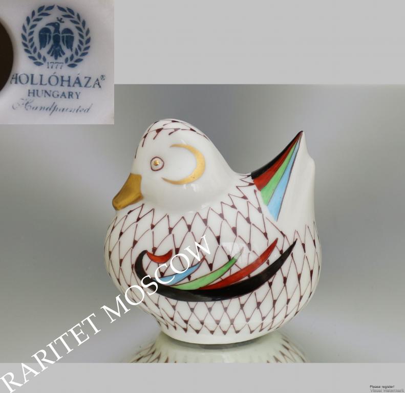 Утка мандаринка птица фарфор золото статуэтка Hollohaza 20