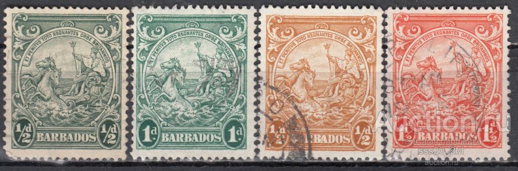 Барбадос 1938 колониальная печать Mi155А,156а,158А,159А (1)