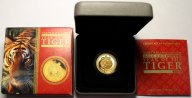 25 долларов 2010 год. Год тигра. Австралия. Золото 999 пробы - 7.78 грамм (1/4 oz).