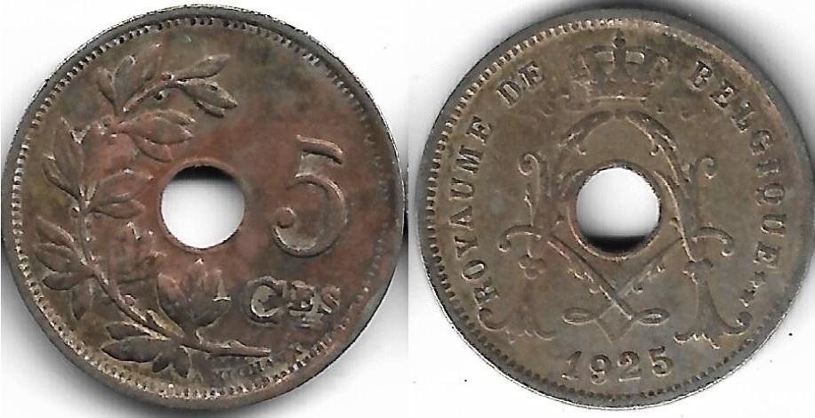 Бельгия 5 сантимов 1925 (Belgique) 18