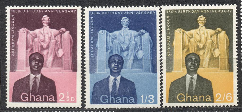 Гана серия 150 лет со дня рождения Линкольна негашеная**
