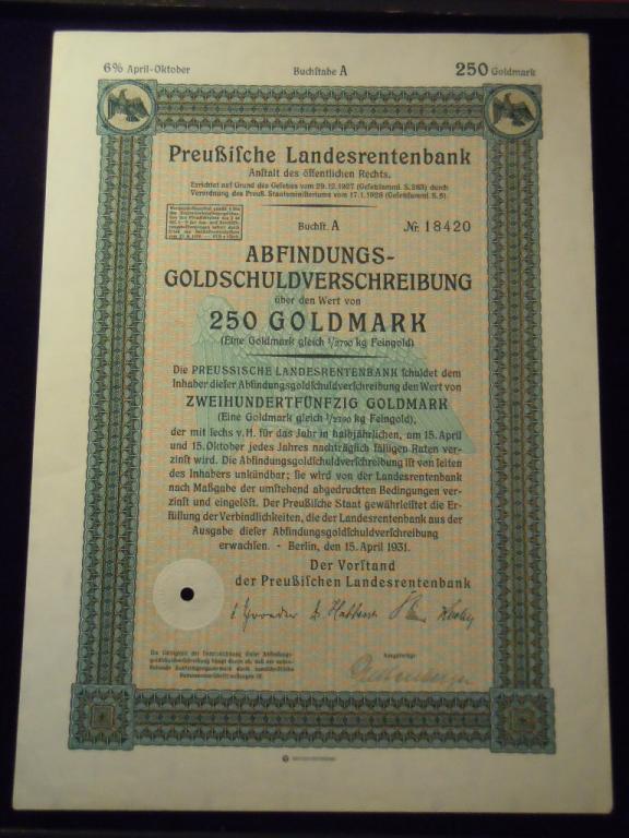 Акция Пруссия Германия 1931г 