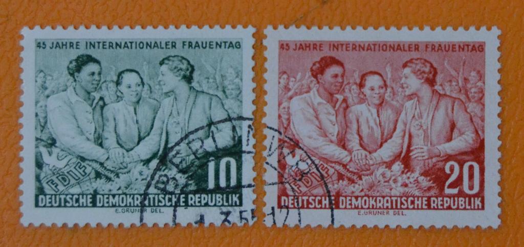 ГДР 1955 г. Международный женский день Michel № 450-51 гаш - 2