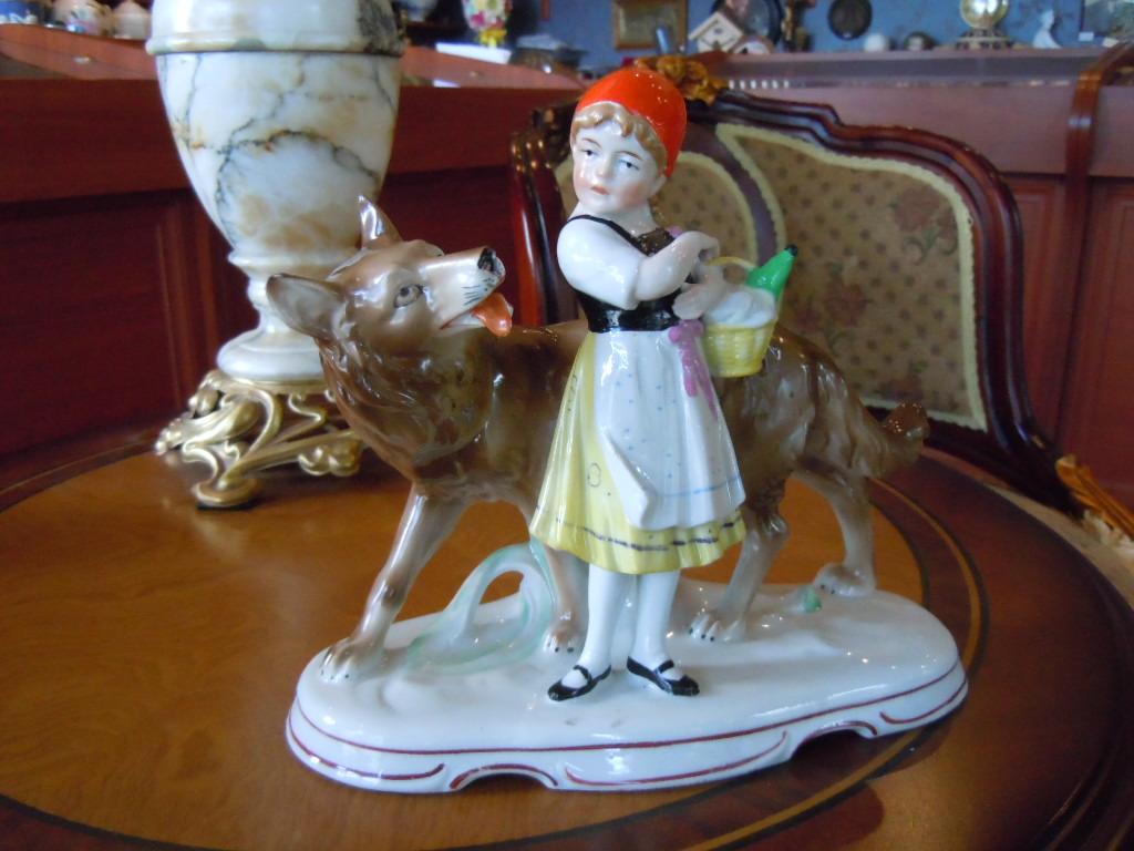 Волк и красная шапочка Германия,фарфор,дл-22см,выс-19,5см 