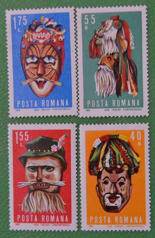 Румыния 1969 г. Фольклорные маски М: 2804-2807 СТО