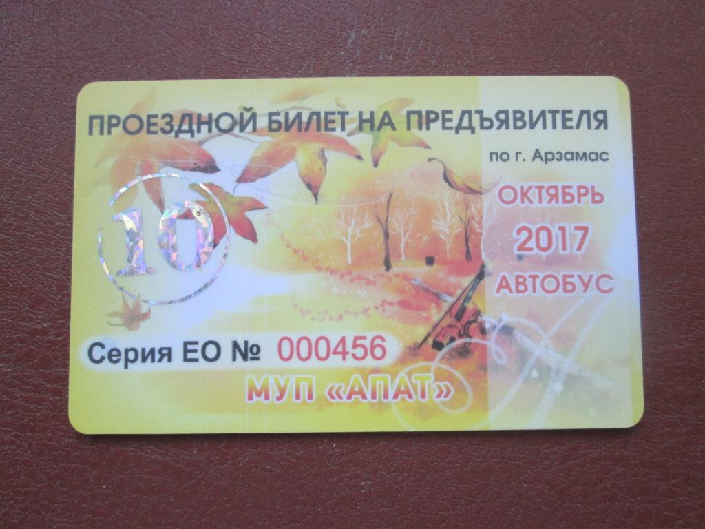 Пластиковые проездные билеты г.Арзамас .Редкость.