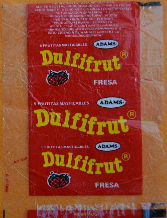 Этикетки жевательная резинка Dulfifrut Гватемалла ADAMS