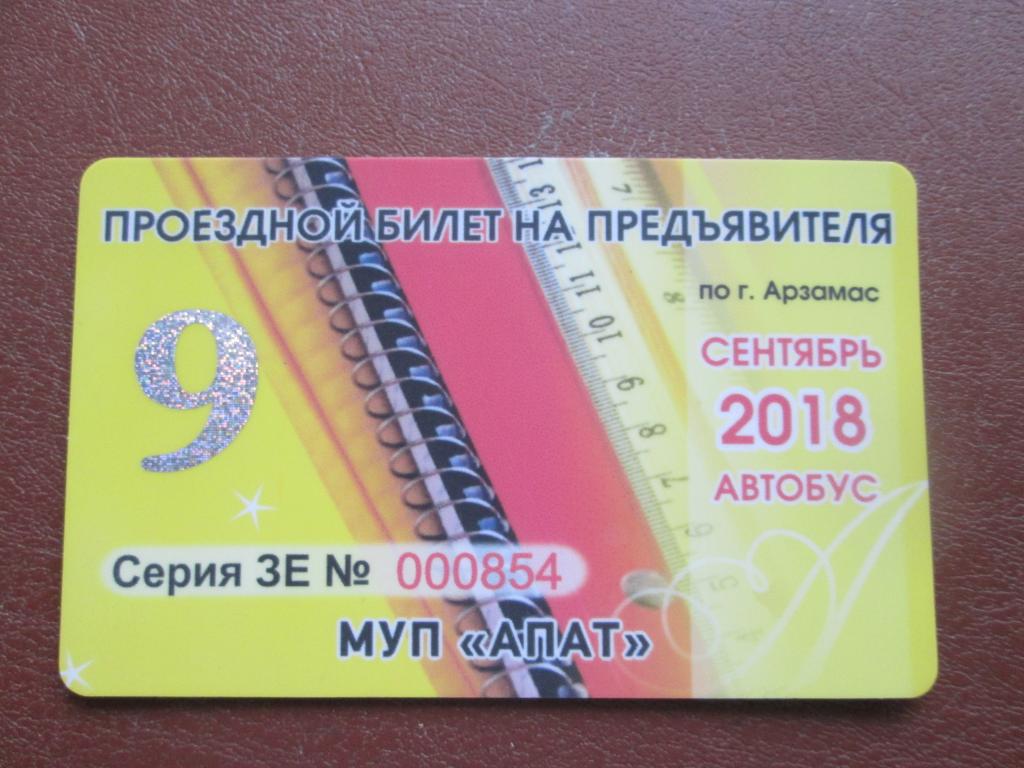 Пластиковые проездные билеты г.Арзамас .Редкость.