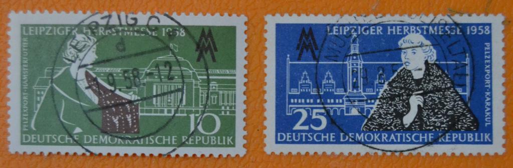ГДР 1958 г. Лейпциг. Осенняя Ярмарка. Меха.M# 649-650 *СТО
