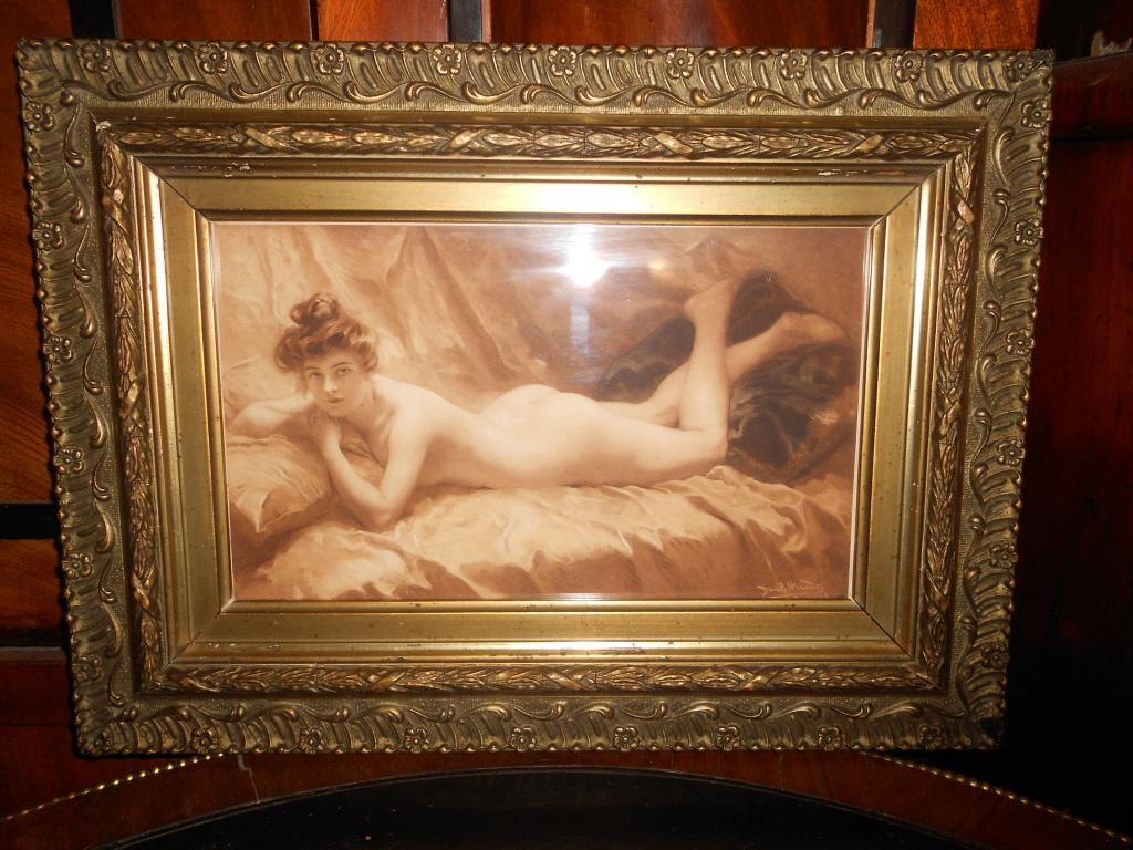 НЮ.Старинная гравюра в раме.ОБНАЖЕННАЯ худ.D.Hernandez,Gravure Hanfstaengl/Ганфштенгль МЮНХЕН 1900г