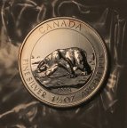 Серебряная монета 8 долларов 2013 г. "Полярный медведь", 1,5 oz, Ag9999, С РУБЛЯ!