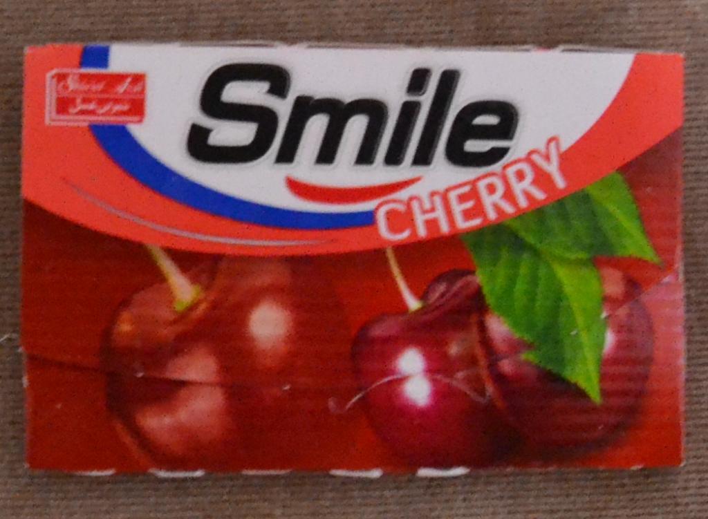 Этикетка жевательная резинка пачка SMILE - Вишневая Иран.