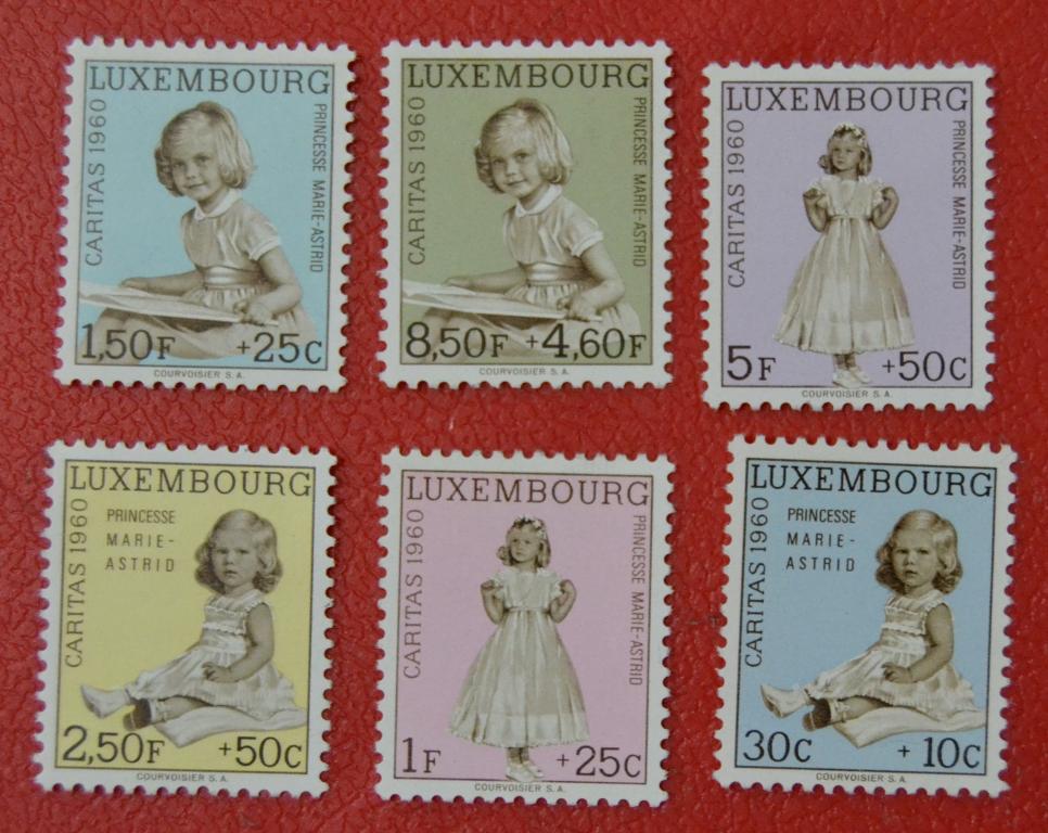 Люксембург 1960 г. Принцесса Мария-Астрид Дети М: 631-636 MNH