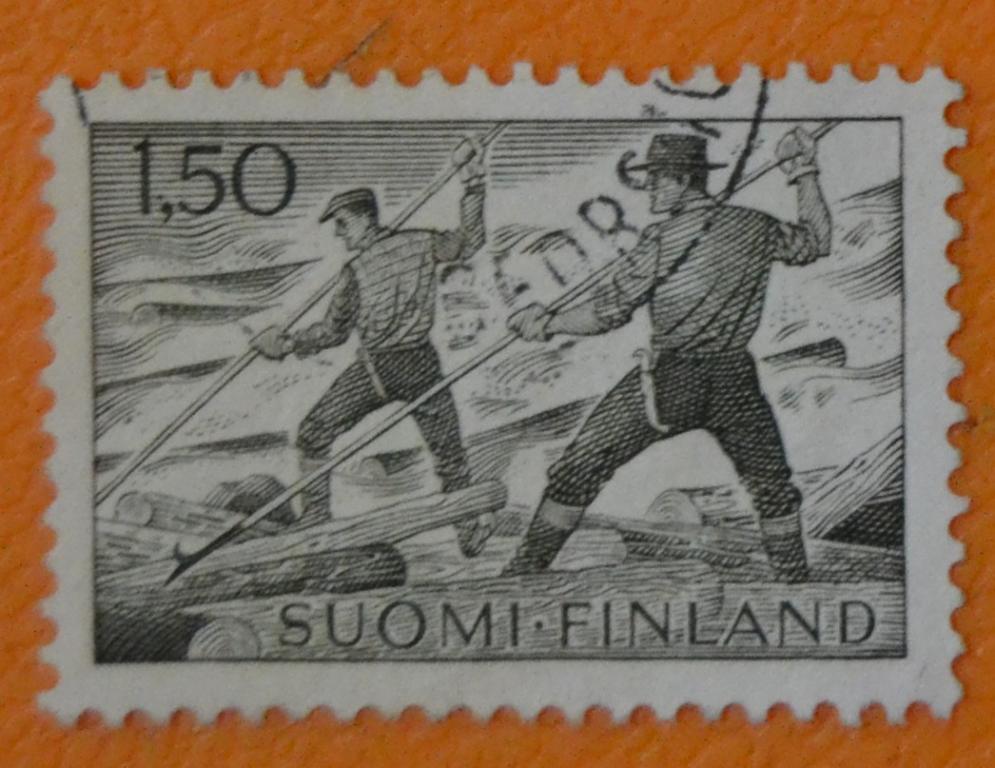 Финляндия 1978 г. Сплав леса. Лес. Реки. Сплав. Лесорубы. СТО