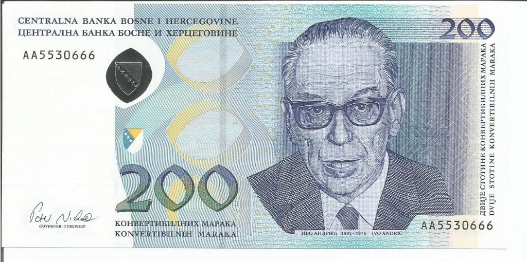 Босния и Герцеговина  200  конвертируемых марок  ND (2002) года пресс UNC (Р-71)