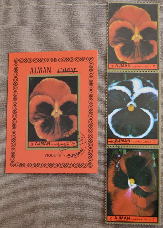 Аджман 1972 г. Флора, Цветы Анютины глазки СТО