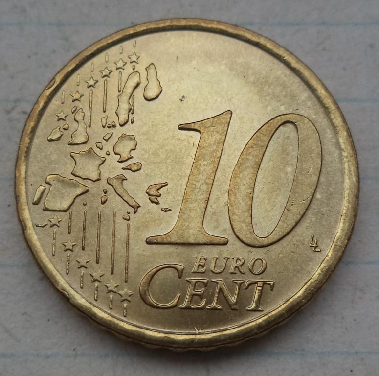 Италия 10 евро центов 2002 год  aUNC