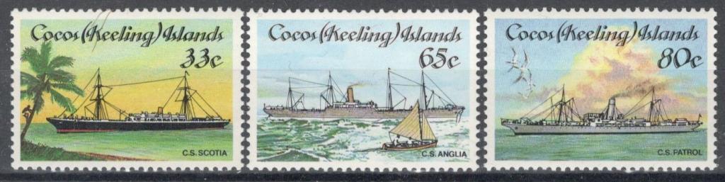 Кокосовые острова, 1984, № 134-136, € 5,5 , MNH, полн., корабли