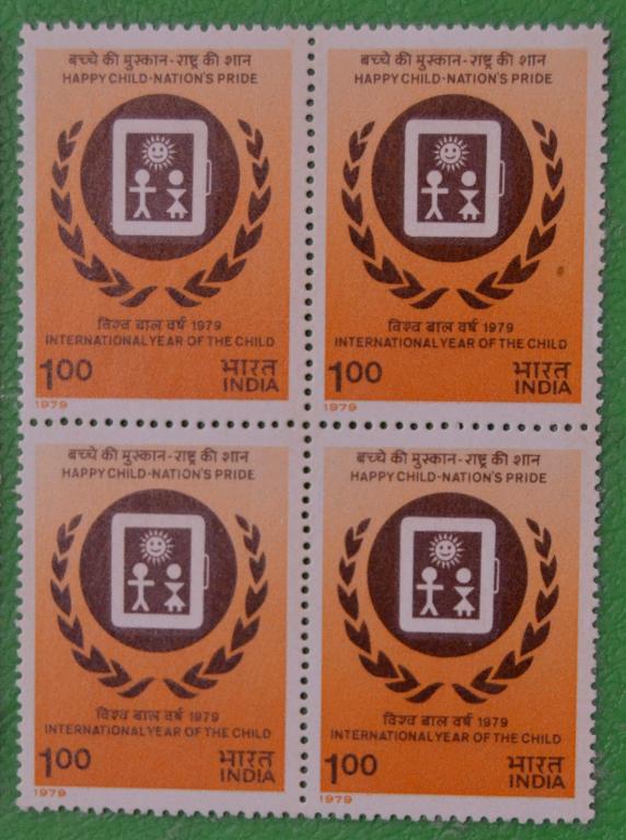 Индия 1979 г. Международный год детей Квартблок MNH
