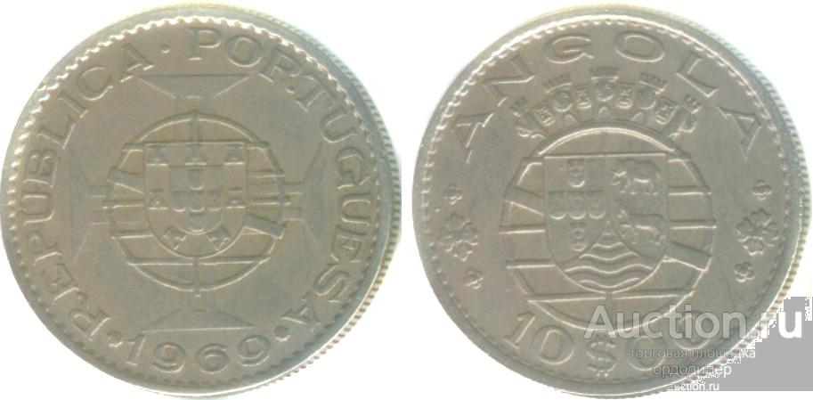 Ангола 10 эскудо 1969 года