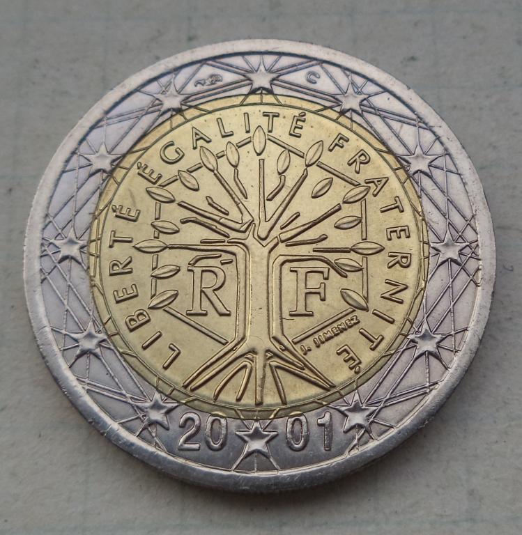 Франция 2 евро  2001 год  UNC