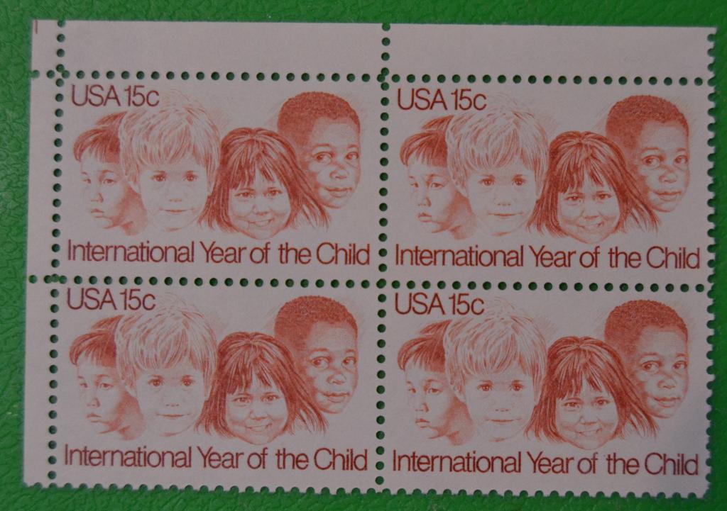 США 1979 г. Международный год ребенка Квартблок MNH