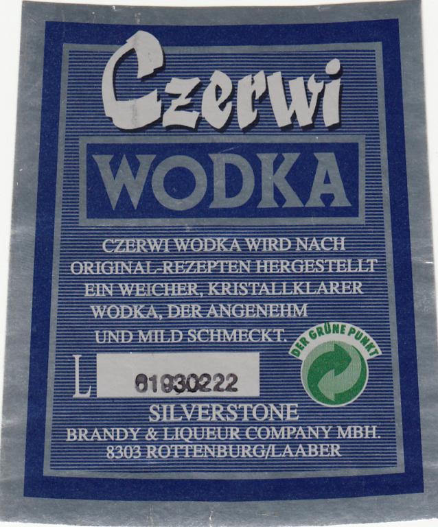 Этикетка Водка Чехословакия.