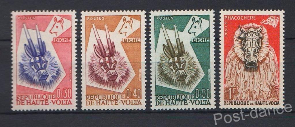 Африка Верхняя Вольта этнография маски 4м MNH 