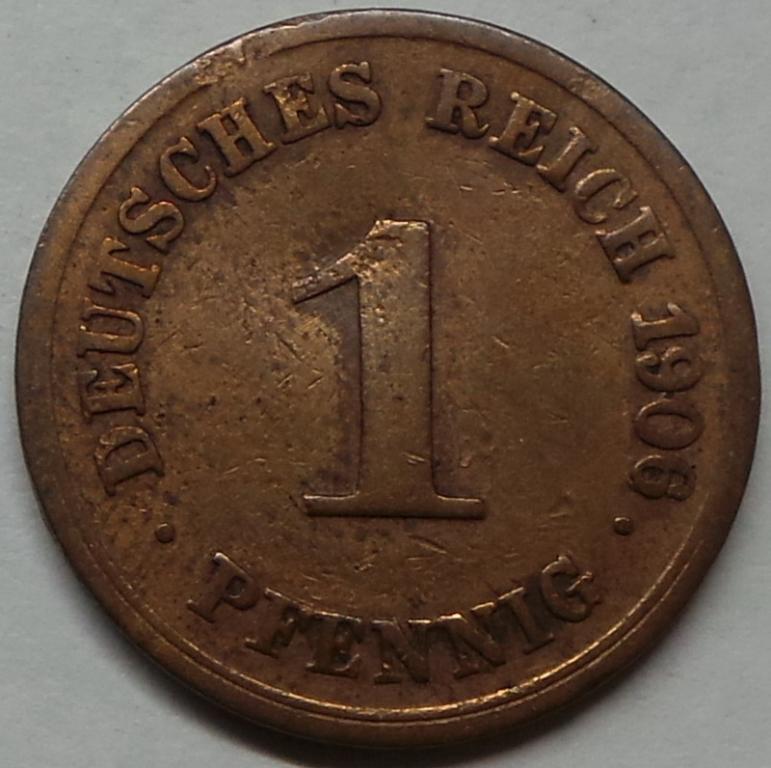 Германия 1 пфенниг 1906 G года КМ#10
