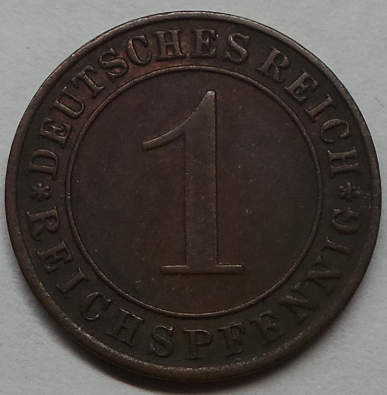 Германия 1 пфенниг 1934 D года (рейхспфенниг) КМ#37