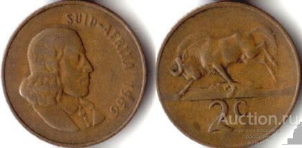 Южная Африка ЮАР 2 цента 1967 года