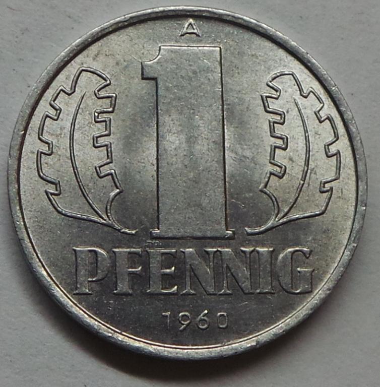 Германия 1 пфенниг 1960 A года ГДР (1) КМ#8.1