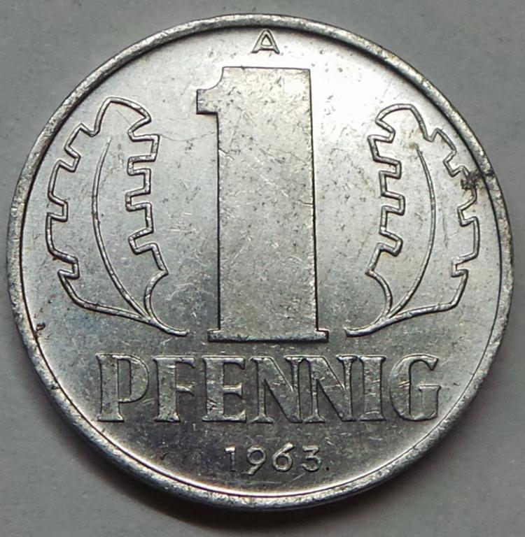 Германия 1 пфенниг 1963 A года ГДР (1) КМ#8.1