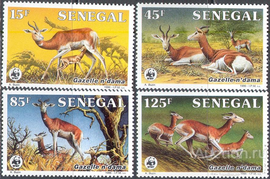 С5191 ✅ WWF Животные Газели 1986 Сенегал 4м п/с ** 9МЕ
