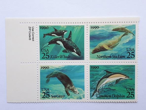 Почтовые марки США, 1990. № 2107-2110 по Михелю. Квартблок. **.