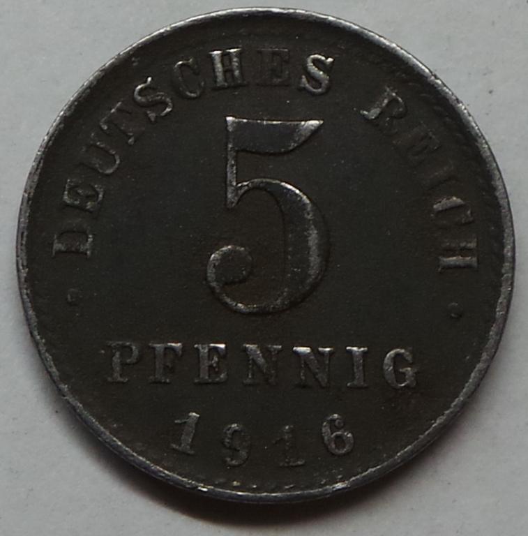 Германия 5 пфеннигов 1916 A года (3) КМ#19