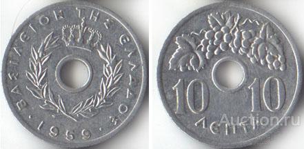 Греция 10 лепта 1954 года