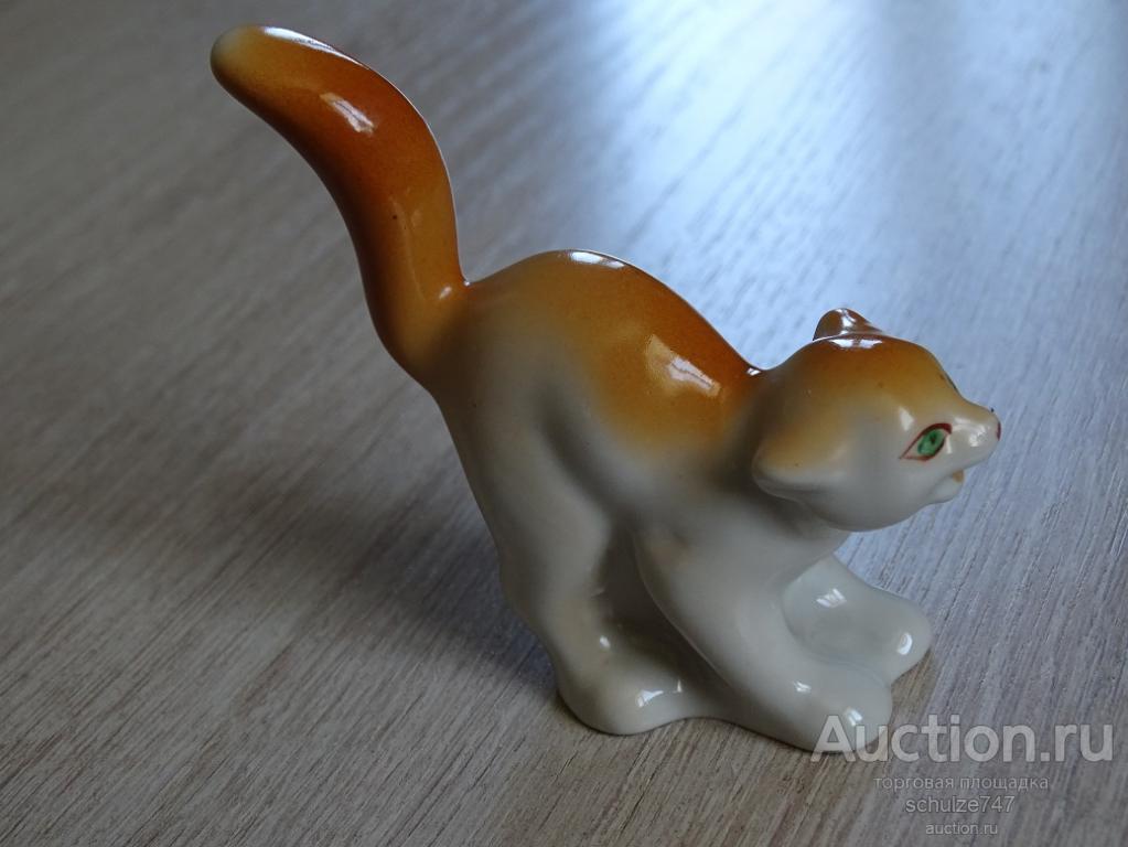 КОТ  КОТИК КОТЕНОК ФАРФОР ПОЛОННЕ ЗХК 1970-е гг БЕЗ ПОТЕРЬ