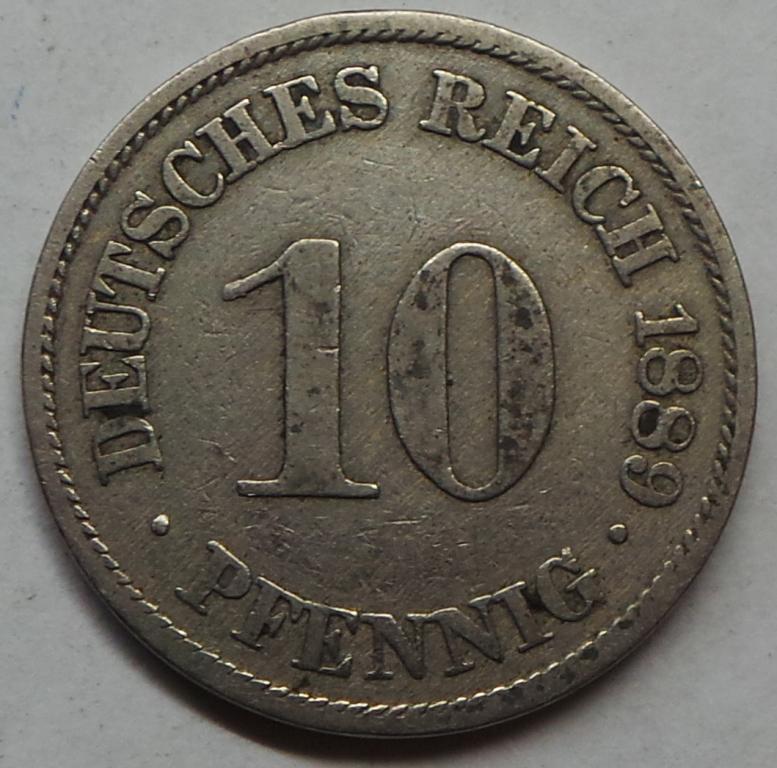 Германия 10 пфеннигов 1889 A года КМ#4