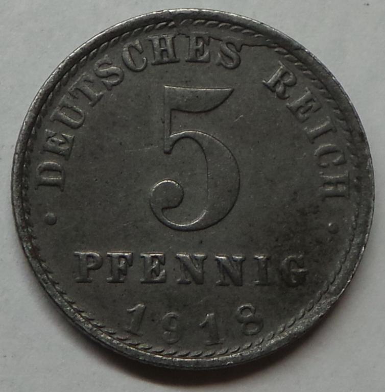Германия 5 пфеннигов 1918 A года (1) КМ#19